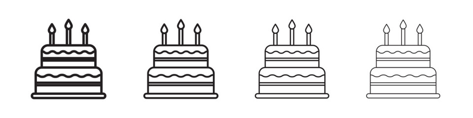 Birthday cake icon Flat illustration sign