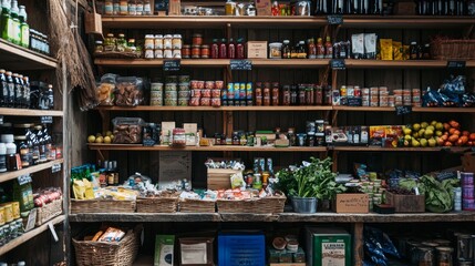 Fototapeta premium Well-stocked grocery store shelves