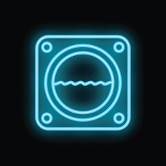 Glowing neon line washing machine icon isolated on black background. Laundry service symbol. Vector