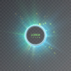 Abstract background of glowing vector circles in bright colorful colors, light effect around bright circles with bright glow on transparent background.