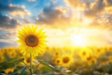 Inspirational saying A brighter tomorrow is possible Featuring a blooming sunflower in a field Symbol of hope and faith