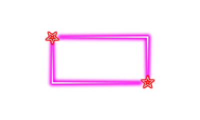 Glowing neon frame. Bright colorful light border. Futuristic glowing border design. Neon glowing effect. Isolated on transparent background. Design element