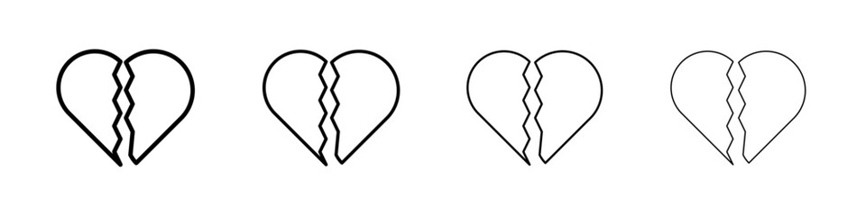 Broken heart icon Flat illustration sign