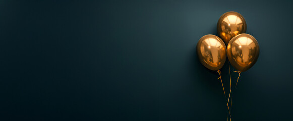 Elegant Golden Balloons on Dark Background &ndash; Luxury Celebration Concept