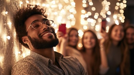 Joyful celebration with friends at a festive party