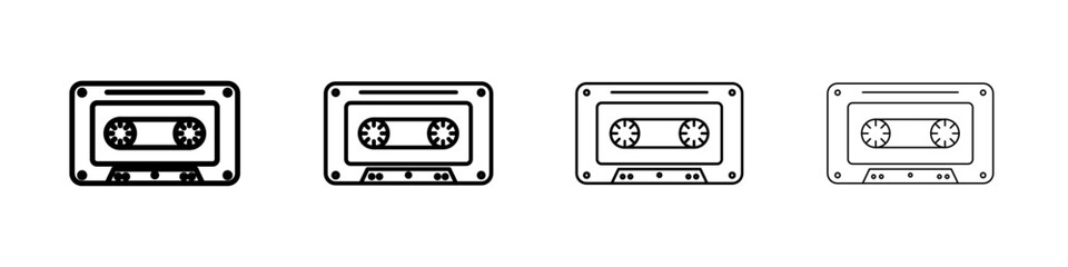 Cassette tape icon linear logo isolated