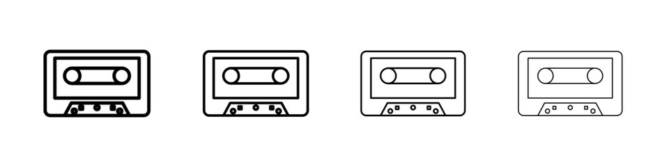 Cassette tape icon linear logo isolated