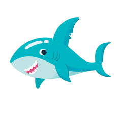 cute Shark cartoon in crayon style editable Colorful vector hand drawn illustration for children. baby designs for cards, poster decorations, t-shirt prints, stickers, icons and others