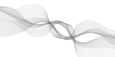 Thin wavy curve line vector background. Curve wave seamless pattern background. Black and grey wave curve lines motion vector background.