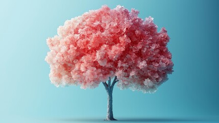 Human brain tree adorned with flowers, symbolizing self-care and mental health, promotes positive thinking and creativity, and leverages generative AI