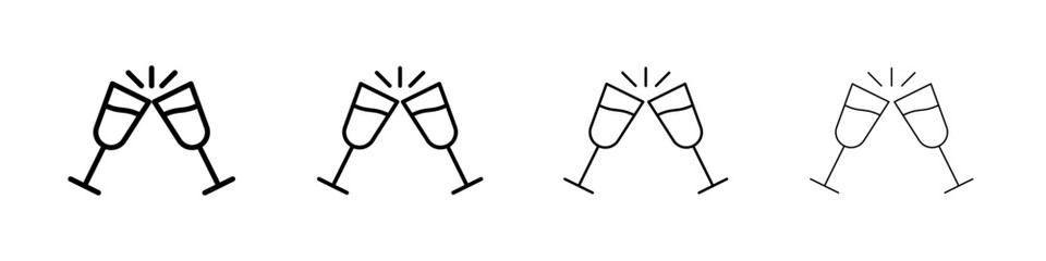 Clinking glasses icon linear logo isolated