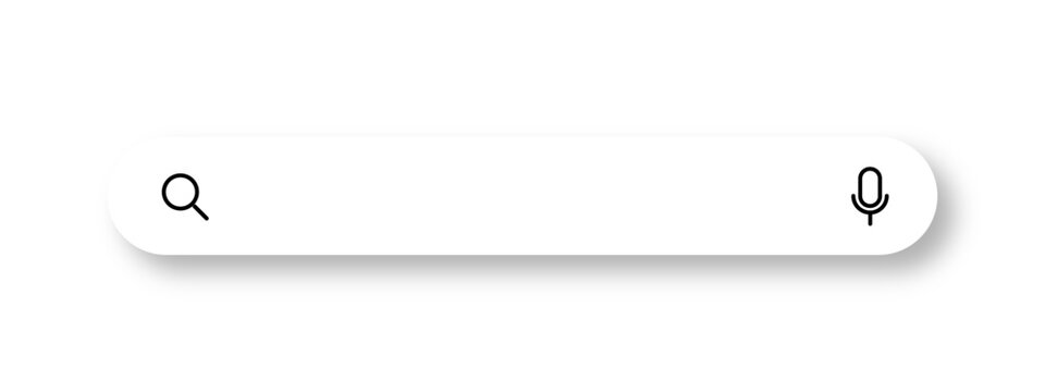 Search here. Search bar for ui. Search bar vector icons in flat design. search boxes with shadow on transparent background. Search browser bar, magnifier button.
