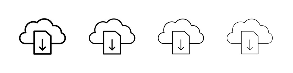 Cloud download file icon linear logo isolated
