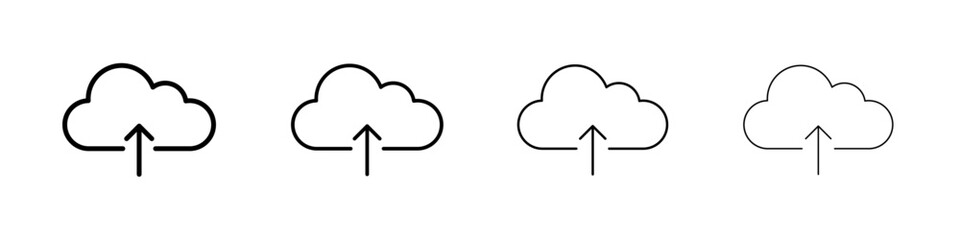 Cloud upload icon linear logo isolated