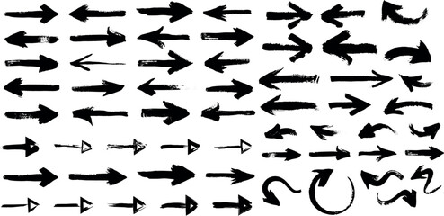 Hand-Drawn Arrows Vector Set – Grunge Ink Brush Style