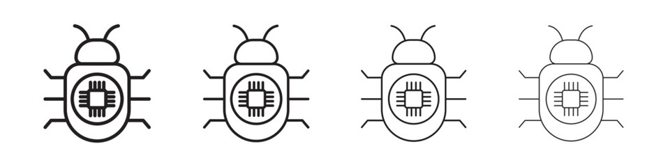 Computer bug icon linear logo isolated