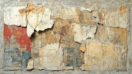 Abstract wall art with textured layers showcasing earthy colors and distressed surfaces in a contemporary setting