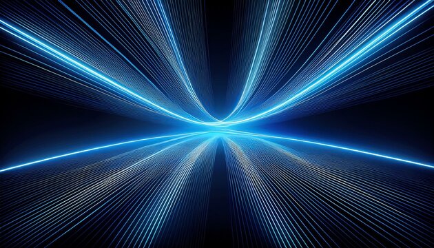 shiny blue lines glowing geometric lines on dark background