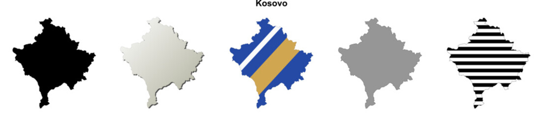 Naklejka premium Kosovo outline map set