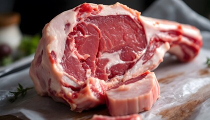 Prime Tomahawk Steak Raw Meat Cut Butcher Shop