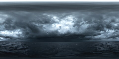 Obraz premium A fierce and tempestuous sea with turbulent waves against a dark, churning sky filled with powerful clouds.