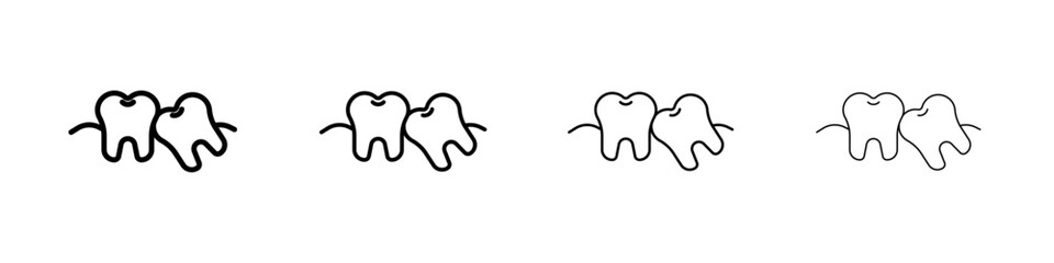 Crooked teeth icon linear logo isolated