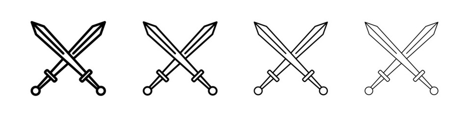 Crossed swords heraldic icon linear logo isolated