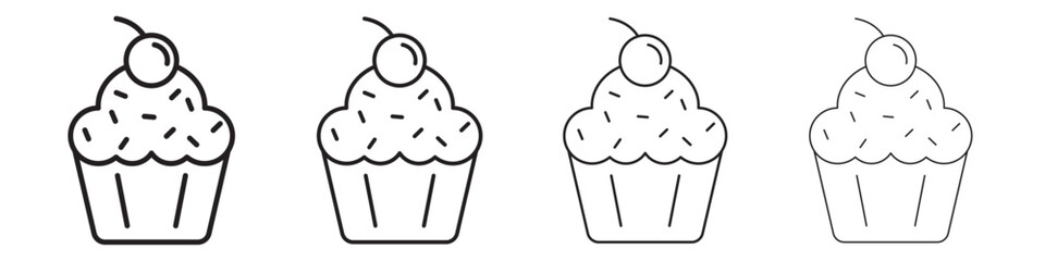 Cupcake icon linear logo isolated