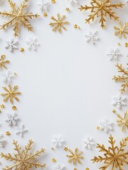 Obraz premium Glittery Snowflake Decorations on White Background