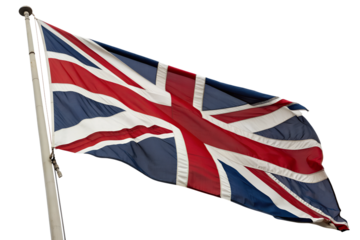 United Kingdom flag waving isolated transparent background, png
