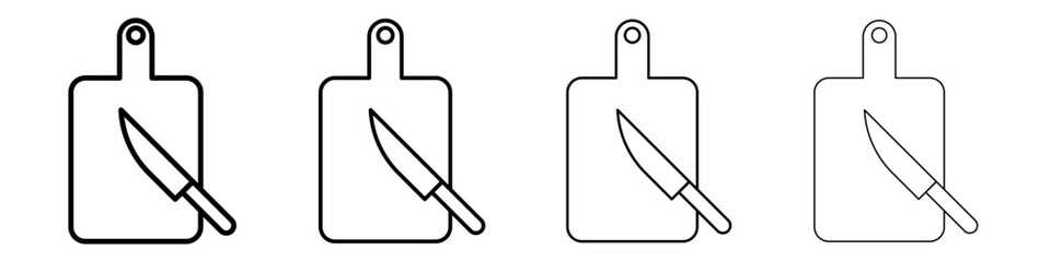 Cutting board with knife linear logo isolated