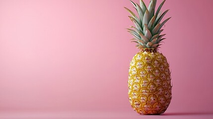 Single Pineapple on Pink Background Studio Shot