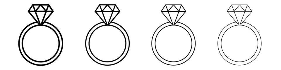 Diamond ring icon linear logo isolated