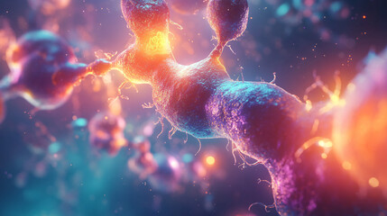 A surreal representation of the endocrine system, with glowing glands and hormones depicted as vibrant energy waves flowing through the body, symbolizing balance and vitality. 