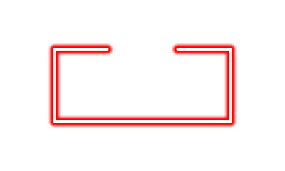 Glowing red neon rectangle geometric shape. Futuristic neon design. Bright geometric light effect. Vibrant glowing rectangle on transparent background. Neon lighting element