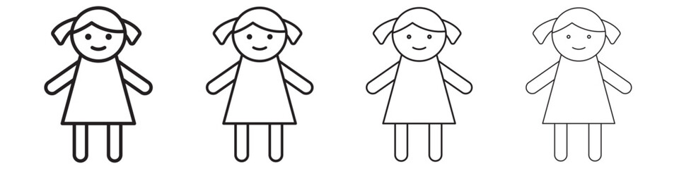 Doll icon linear logo isolated