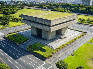 Obraz premium Through stunning aerial shots, the minimalist beauty of modern concrete buildings is revealed