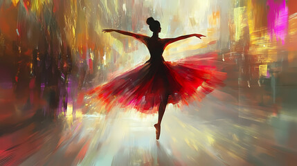 Captivating dancer s movement captured in an blur creating a dynamic and ethereal visual expression of the performer s grace and energy on stage. Movement and Flow. Illustration