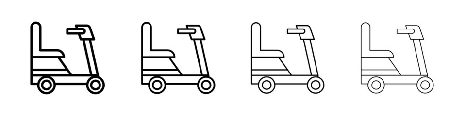 Electric wheelchair scooter icon linear logo isolated