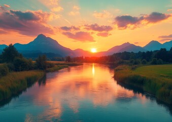 Fototapeta premium Breathtaking aerial drone images offer stunning bird's-eye views of expansive landscapes and the wonders of nature