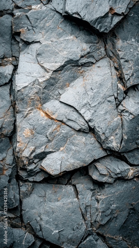 Poster light gray natural stone displays a captivating texture formed by layered rock, inviting admiration 