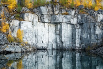 Fototapeta premium Karelia marble quarry with a natural backdrop Close up view