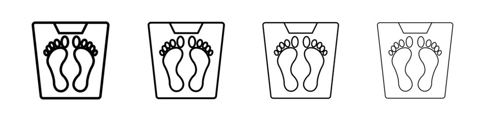Footprint on weight scale icon linear logo isolated