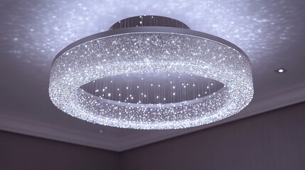 Obraz premium Ceiling light fixture illuminates room, white trim on the wall, interior decor use