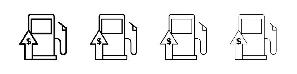 Fuel price increase icon linear logo isolated