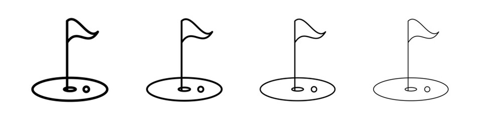 golf flag and ball icon linear logo isolated