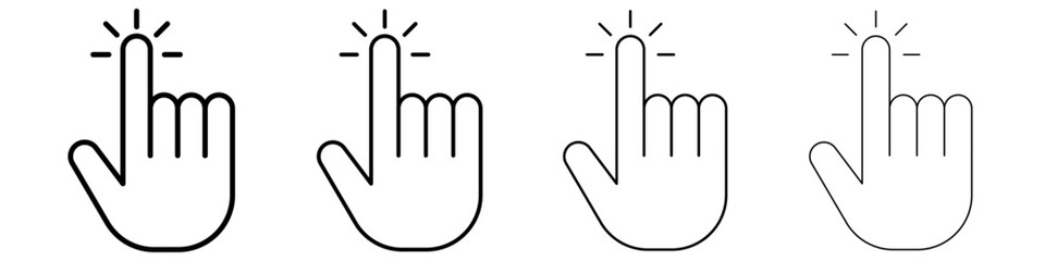 Hand clicking icon linear logo isolated