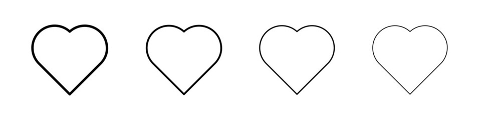 Heart icon Outline sign symbol set