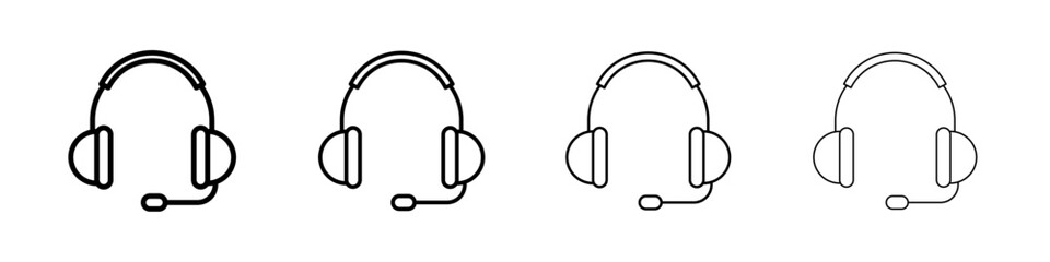 Helpdesk Headphone icon Outline sign symbol set