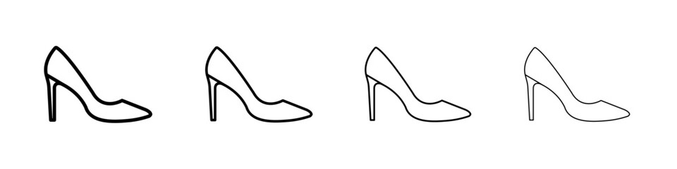 high heel shoes icon Outline sign symbol set